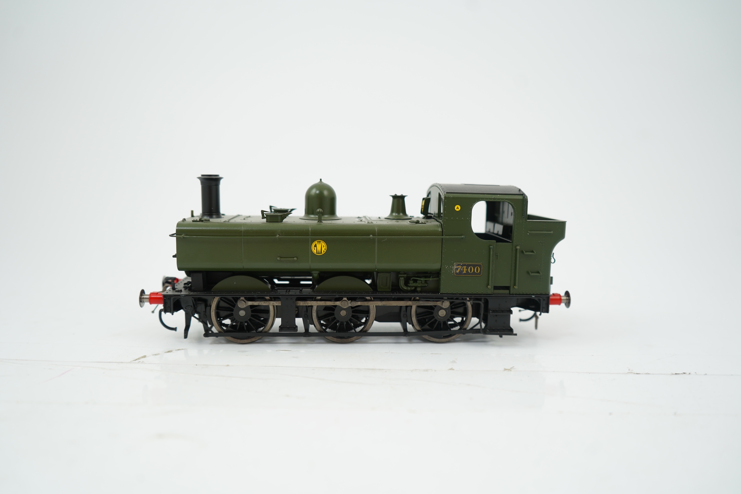 An 0 Gauge ‘Super O’, made in China, model of GWR Class 74xx, 7400, 0-6-0T locomotive, powered for two rail operation.